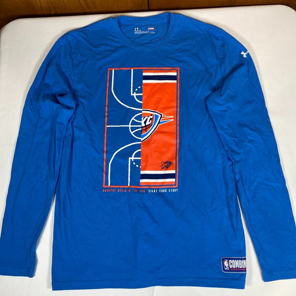 Under Armour OKC Thunder NBA Combine Long Sleeve M Polyester Blend Blue T-Shirt